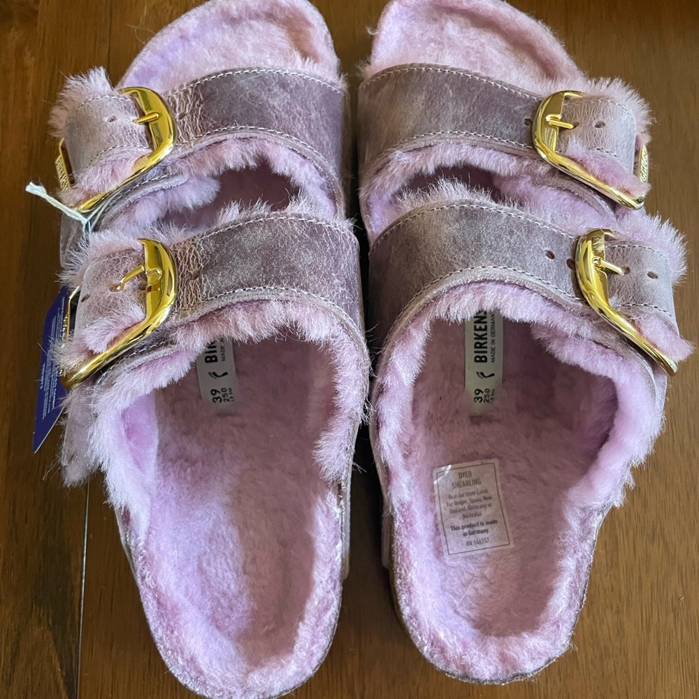 Birkenstock Arizona Big Buckle Shearling Sz 39 Narrow New